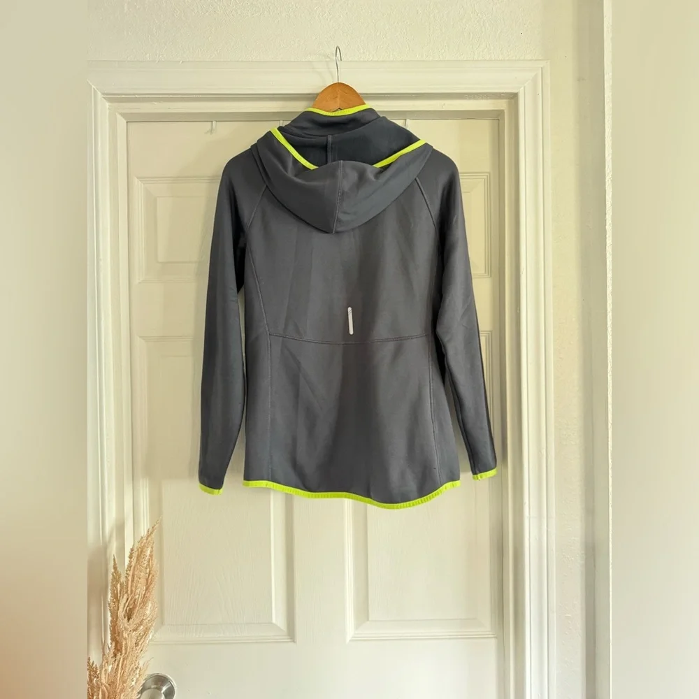 Champion Fleece Zip-Up, Gray & Green, Size Small